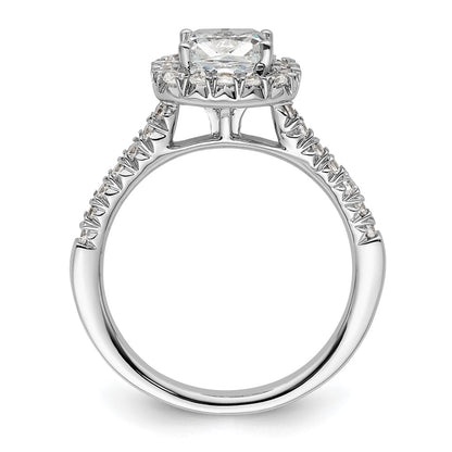 14kw Cushion Halo Simulated Diamond Engagement Ring