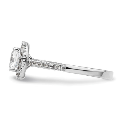 14kw Cushion Halo Simulated Diamond Engagement Ring