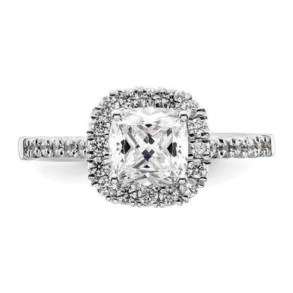 14kw Cushion Halo Simulated Diamond Engagement Ring