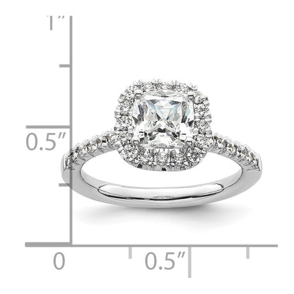 14kw Cushion Halo Simulated Diamond Engagement Ring