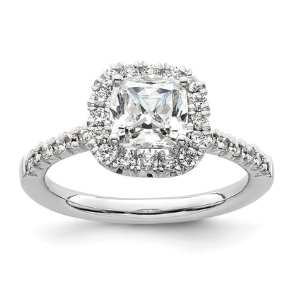 14kw Cushion Halo Simulated Diamond Engagement Ring