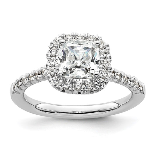 14kw Cushion Halo Simulated Diamond Engagement Ring