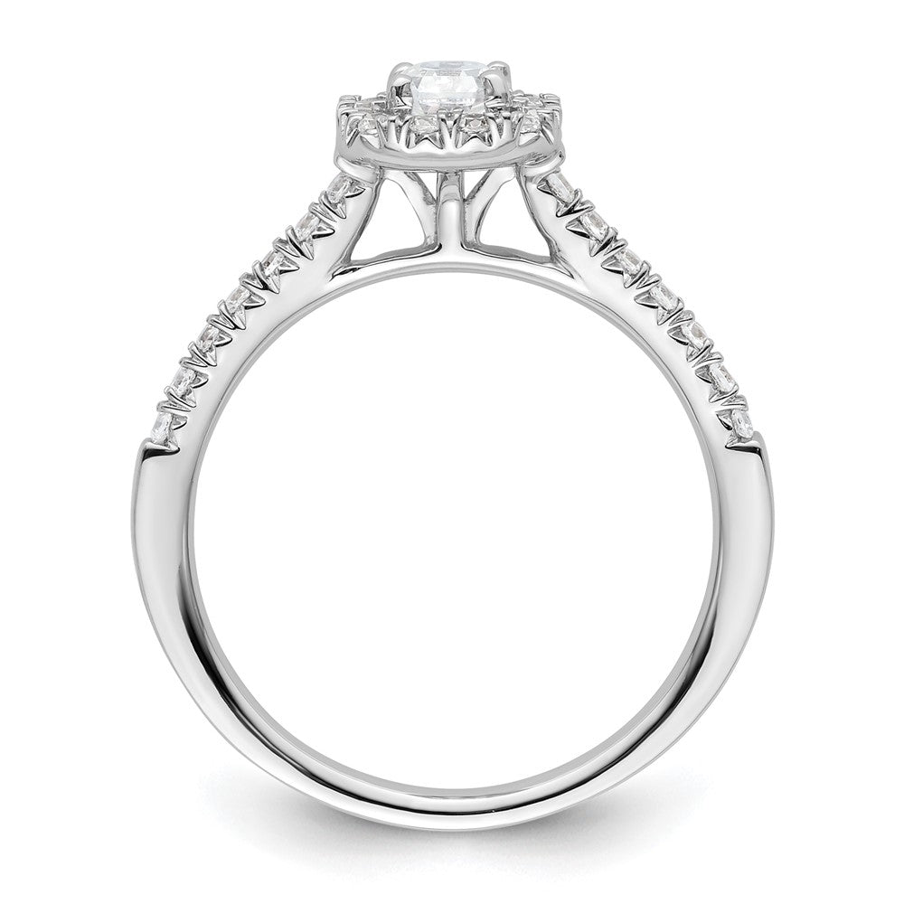 0.37ct. CZ Solid Real 14K White Gold Ascher Halo Engagement Ring