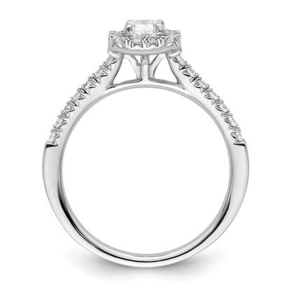 0.37ct. CZ Solid Real 14K White Gold Ascher Halo Engagement Ring
