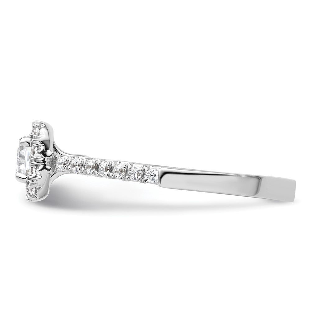 0.37ct. CZ Solid Real 14K White Gold Ascher Halo Engagement Ring