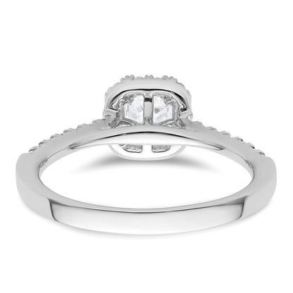 0.37ct. CZ Solid Real 14K White Gold Ascher Halo Engagement Ring