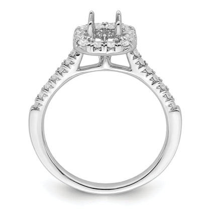 14K White Gold Halo (Holds 1/2 Carat (4.5mm) Asscher Cut Center) 1/3 Diamond Semi Mount Engagement Ring