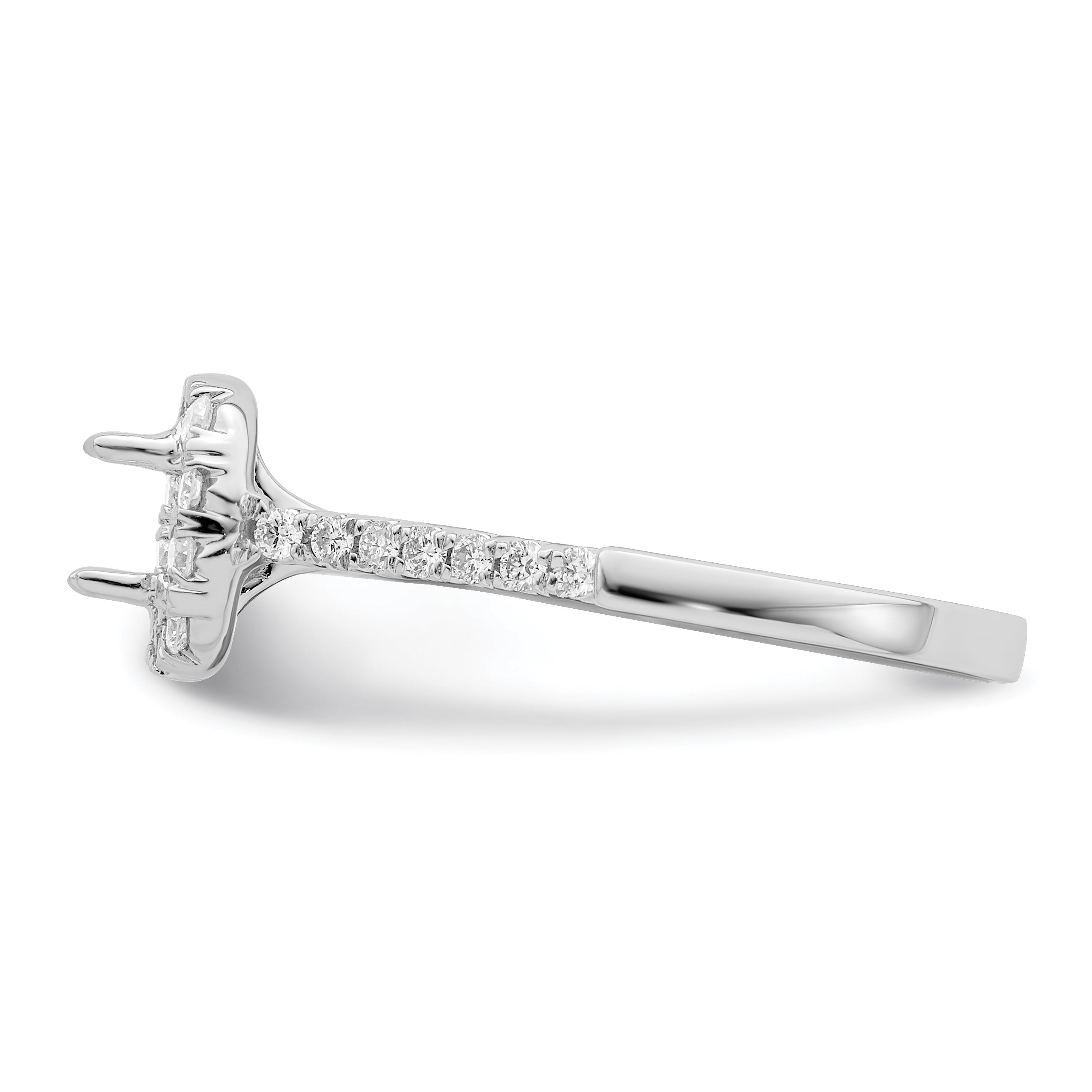 14K White Gold Halo (Holds 1/2 Carat (4.5mm) Asscher Cut Center) 1/3 Diamond Semi Mount Engagement Ring