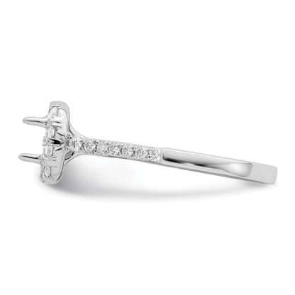 14K White Gold Halo (Holds 1/2 Carat (4.5mm) Asscher Cut Center) 1/3 Diamond Semi Mount Engagement Ring