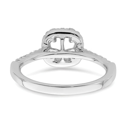 14K White Gold Halo (Holds 1/2 Carat (4.5mm) Asscher Cut Center) 1/3 Diamond Semi Mount Engagement Ring