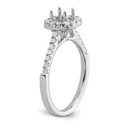 14K White Gold Halo (Holds 1/2 Carat (4.5mm) Asscher Cut Center) 1/3 Diamond Semi Mount Engagement Ring