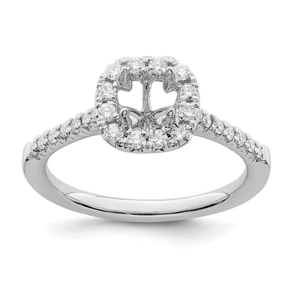 14K White Gold Halo (Holds 1/2 Carat (4.5mm) Asscher Cut Center) 1/3 Diamond Semi Mount Engagement Ring