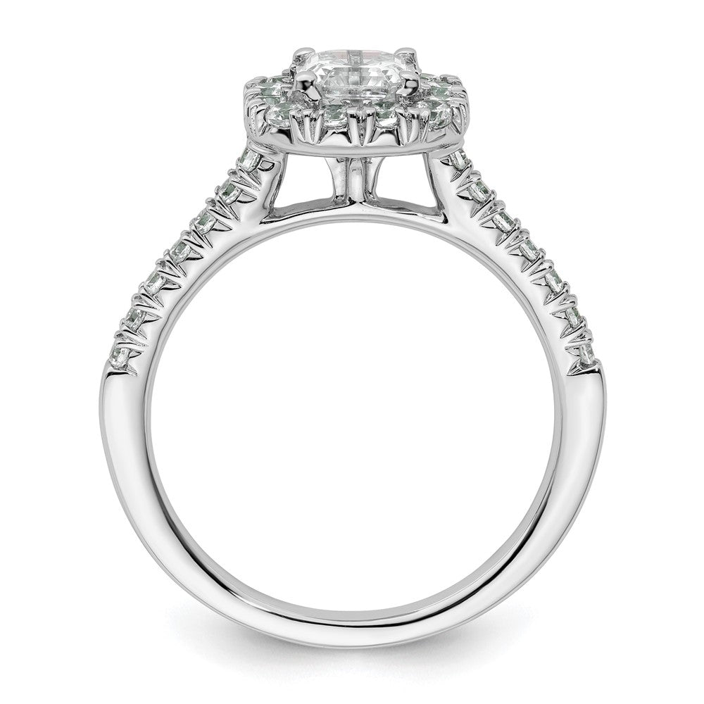 0.75ct. CZ Solid Real 14K White Gold Ascher Halo Engagement Ring