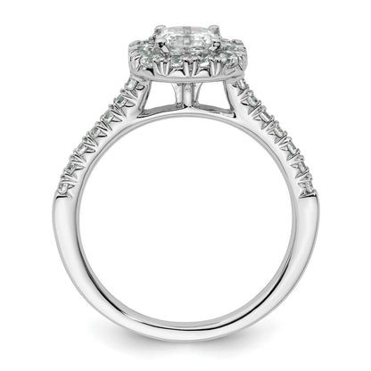 0.75ct. CZ Solid Real 14K White Gold Ascher Halo Engagement Ring