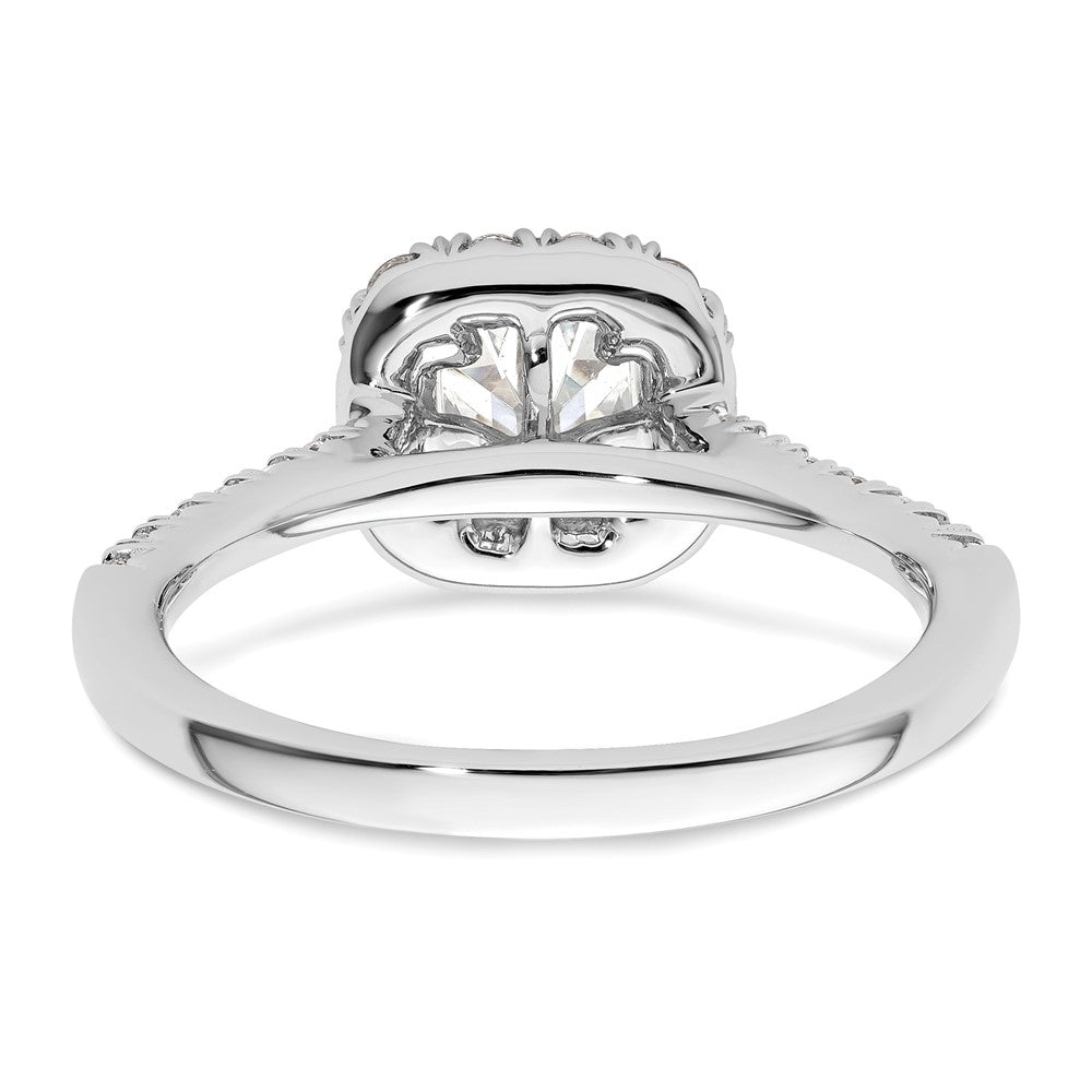 0.75ct. CZ Solid Real 14K White Gold Ascher Halo Engagement Ring