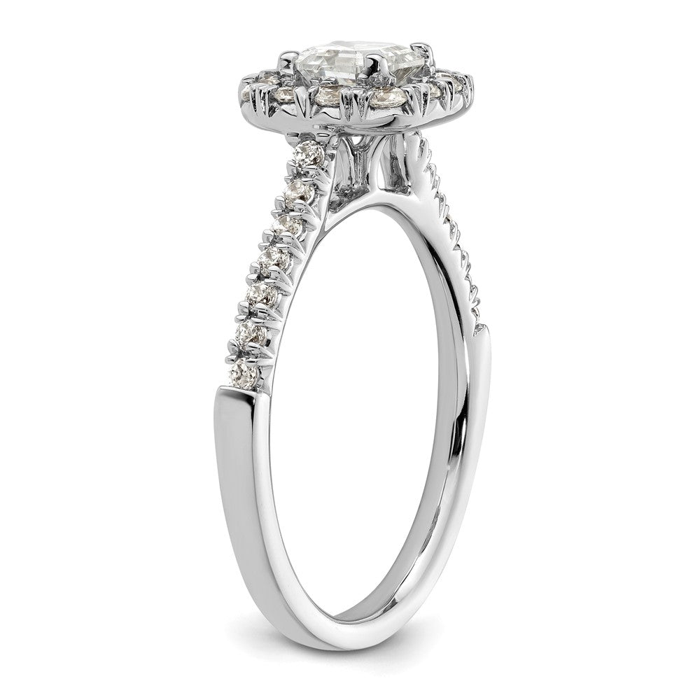 0.75ct. CZ Solid Real 14K White Gold Ascher Halo Engagement Ring