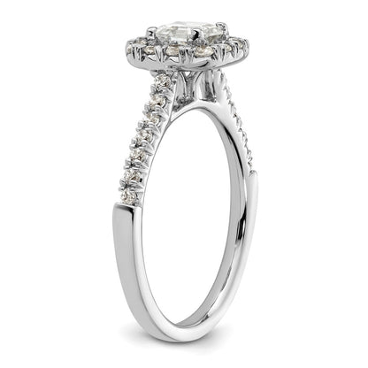 0.75ct. CZ Solid Real 14K White Gold Ascher Halo Engagement Ring