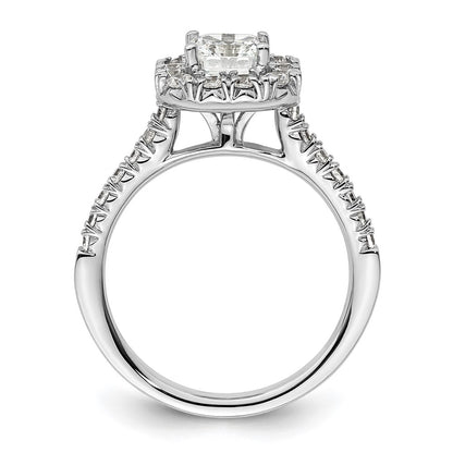 1.00ct. CZ Solid Real 14K White Gold Ascher Halo Engagement Ring