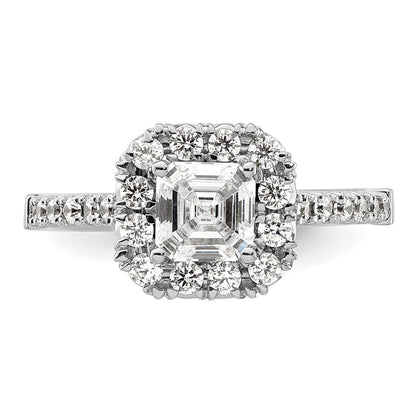 1.00ct. CZ Solid Real 14K White Gold Ascher Halo Engagement Ring
