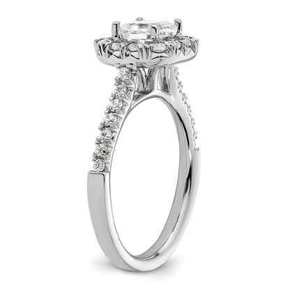 1.00ct. CZ Solid Real 14K White Gold Ascher Halo Engagement Ring