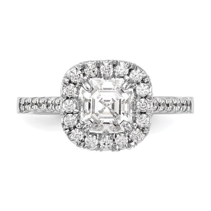 1.25ct. CZ Solid Real 14K White Gold Ascher Halo Engagement Ring