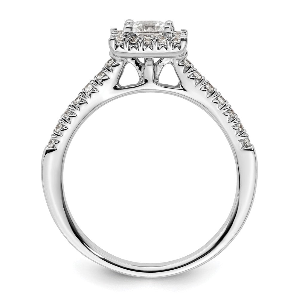 14kw Square Halo Simulated Diamond Engagement Ring
