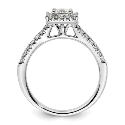 14kw Square Halo Simulated Diamond Engagement Ring