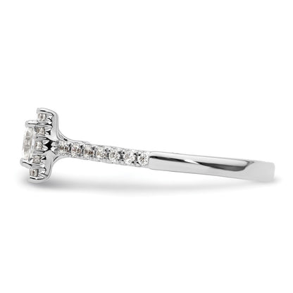14kw Square Halo Simulated Diamond Engagement Ring