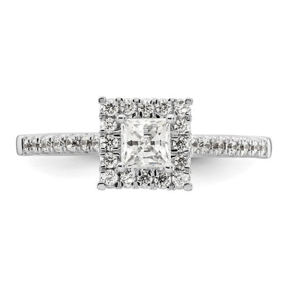 14kw Square Halo Simulated Diamond Engagement Ring