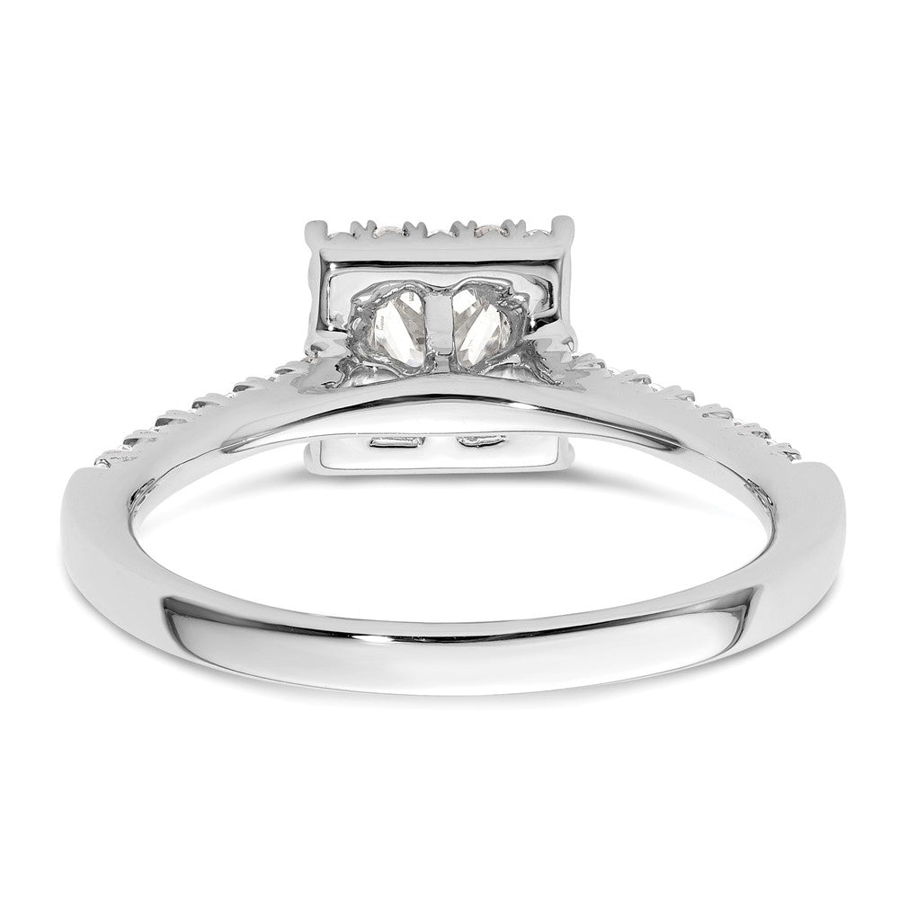 14kw Square Halo Simulated Diamond Engagement Ring