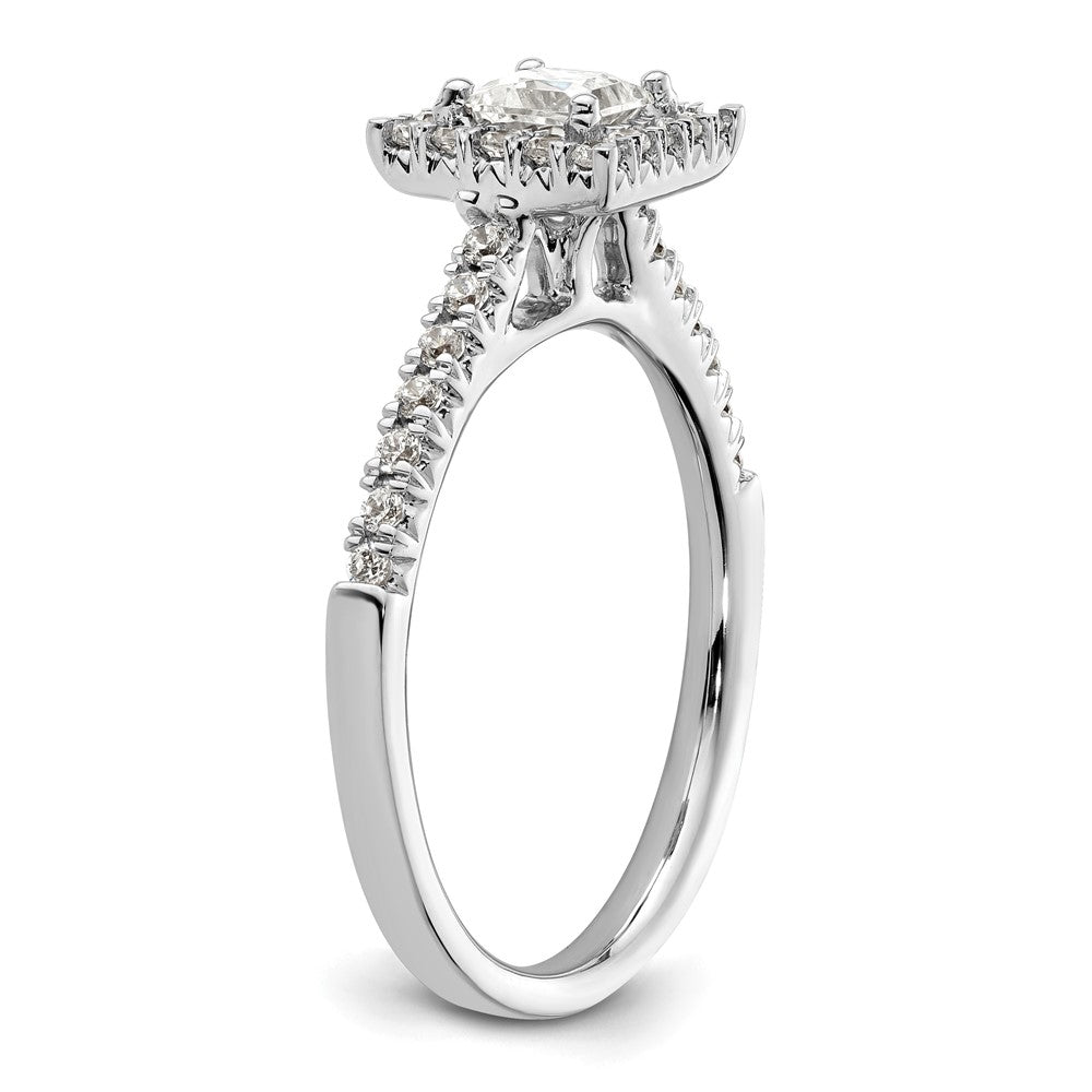 14kw Square Halo Simulated Diamond Engagement Ring