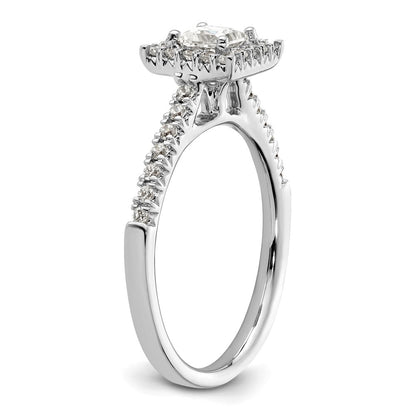 14kw Square Halo Simulated Diamond Engagement Ring