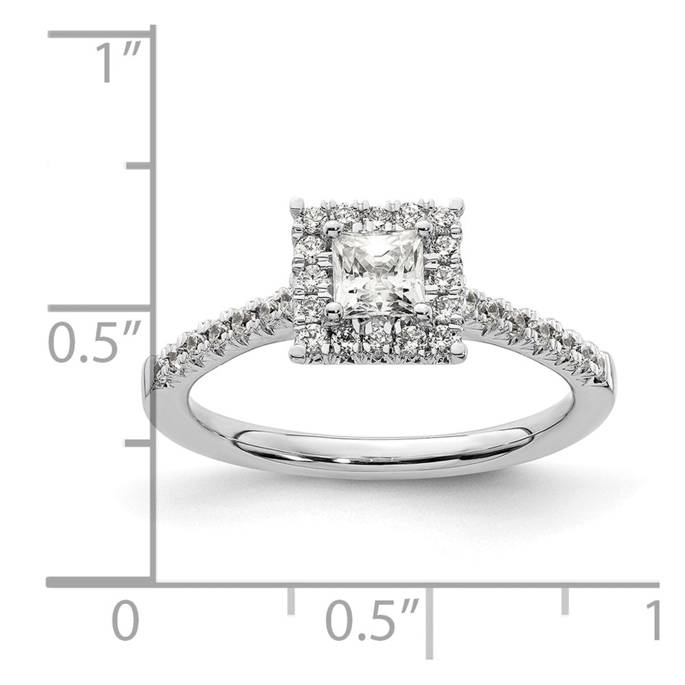 14kw Square Halo Simulated Diamond Engagement Ring