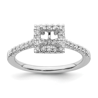 14kw Square Halo Simulated Diamond Engagement Ring
