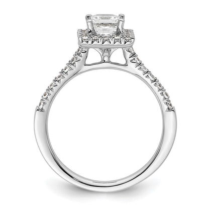 14kw Square Halo Simulated Diamond Engagement Ring