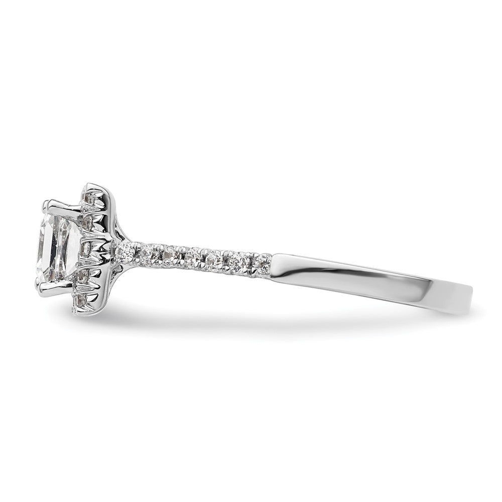 14kw Square Halo Simulated Diamond Engagement Ring