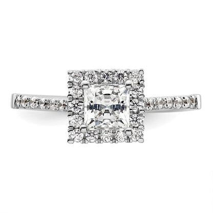 14kw Square Halo Simulated Diamond Engagement Ring
