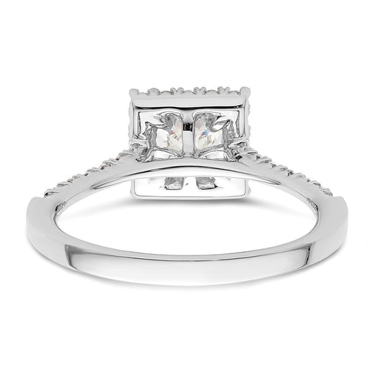 14kw Square Halo Simulated Diamond Engagement Ring