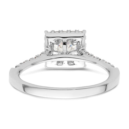 14kw Square Halo Simulated Diamond Engagement Ring