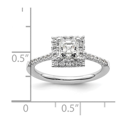 14kw Square Halo Simulated Diamond Engagement Ring