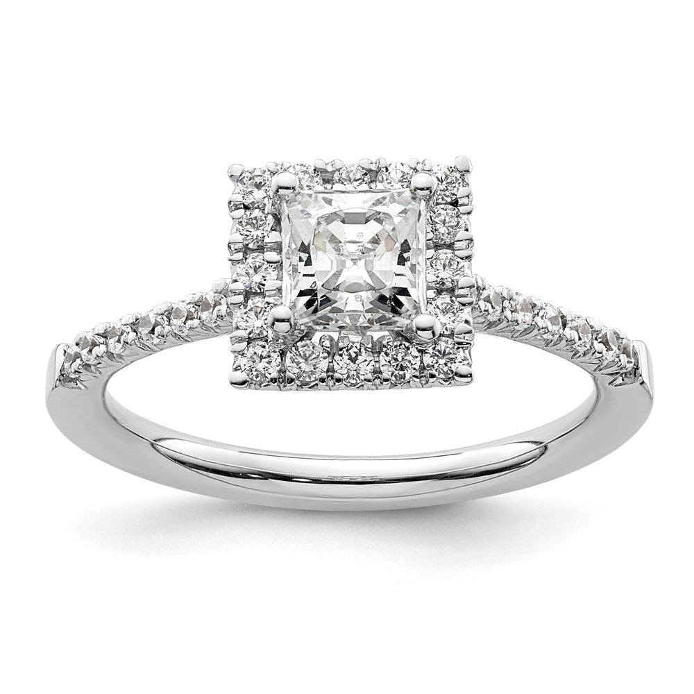 14kw Square Halo Simulated Diamond Engagement Ring