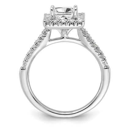 1.00ct. CZ Solid Real 14K White Gold Square Halo Engagement Ring