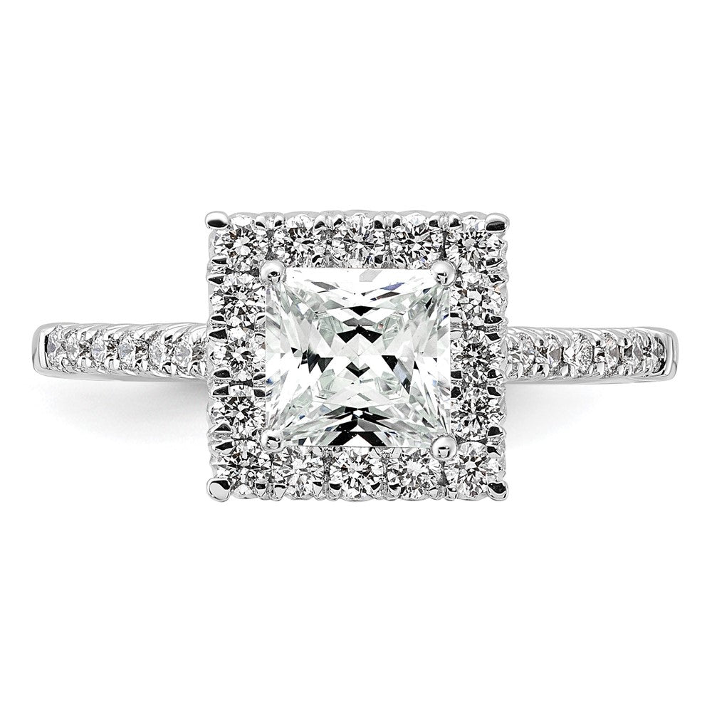 1.00ct. CZ Solid Real 14K White Gold Square Halo Engagement Ring