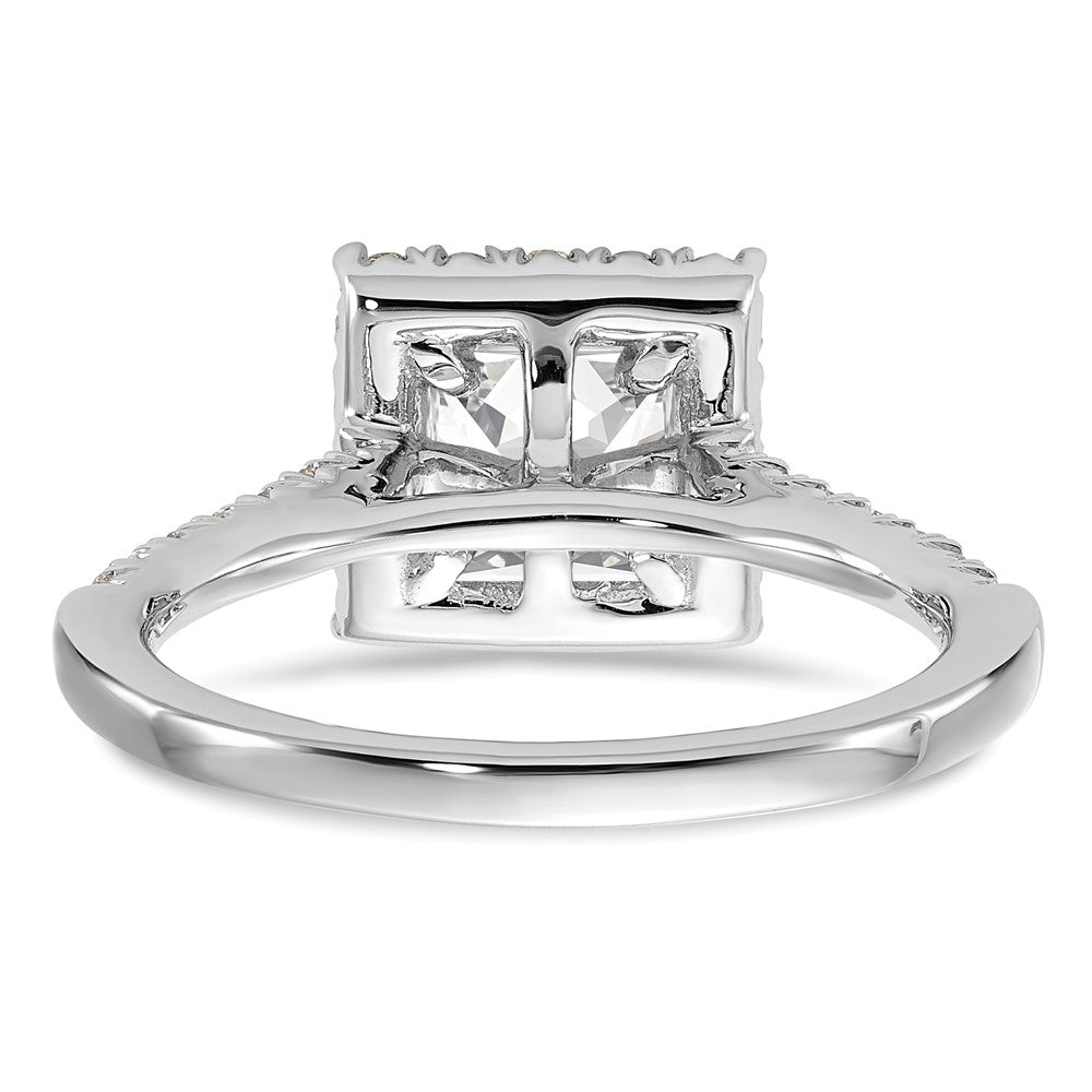1.00ct. CZ Solid Real 14K White Gold Square Halo Engagement Ring