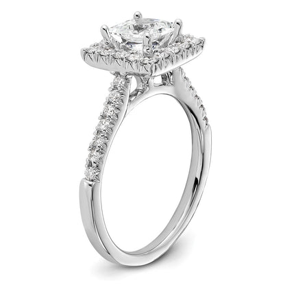 1.00ct. CZ Solid Real 14K White Gold Square Halo Engagement Ring