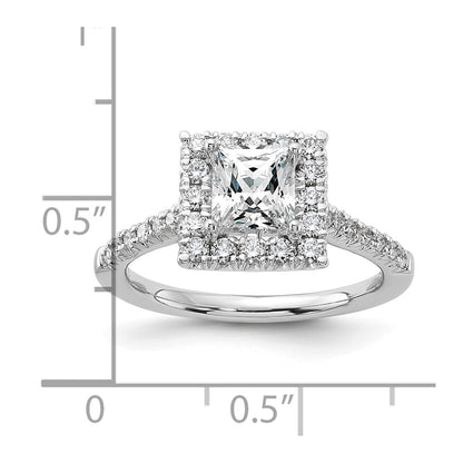 1.00ct. CZ Solid Real 14K White Gold Square Halo Engagement Ring