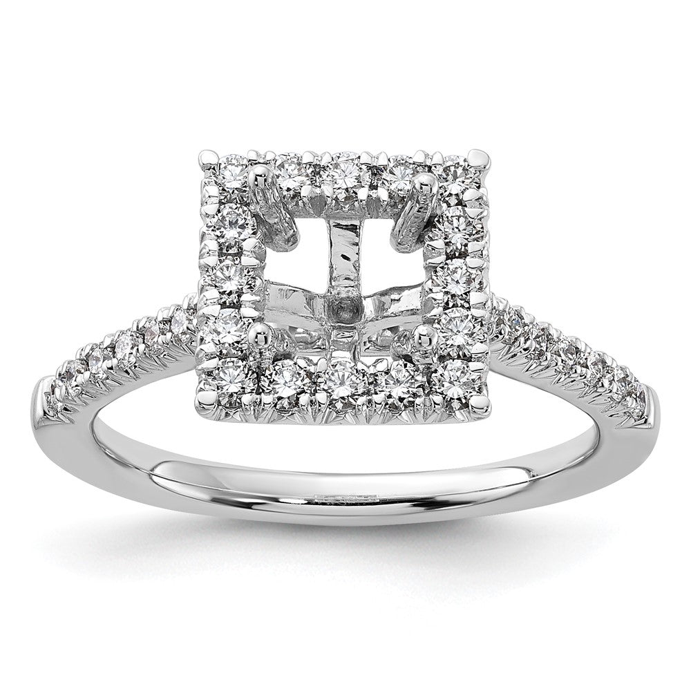 14kw Square Halo Simulated Diamond Engagement Ring