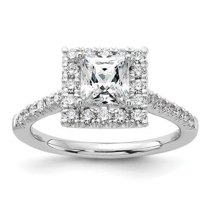 1.00ct. CZ Solid Real 14K White Gold Square Halo Engagement Ring