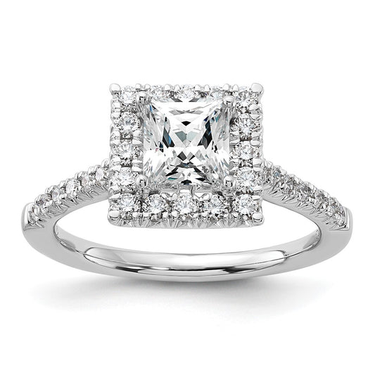 1.00ct. CZ Solid Real 14K White Gold Square Halo Engagement Ring