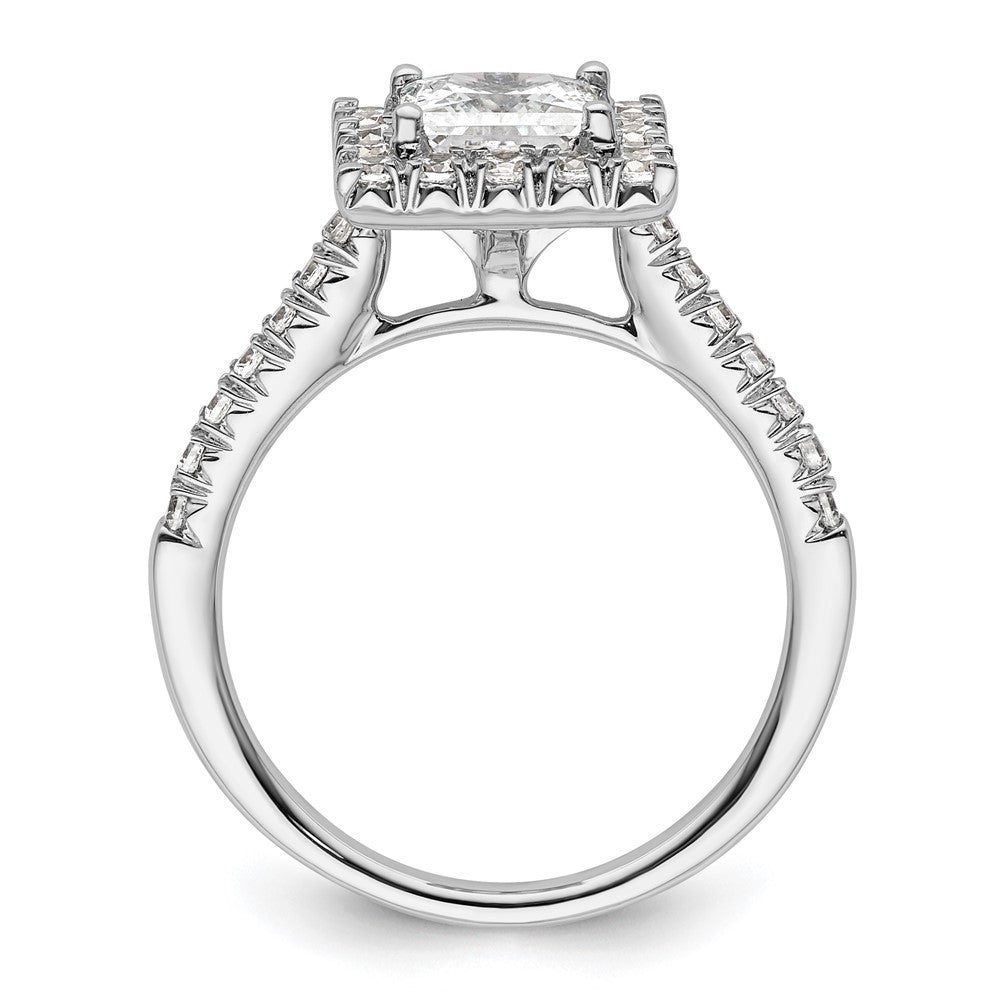 14kw Square Halo Simulated Diamond Engagement Ring
